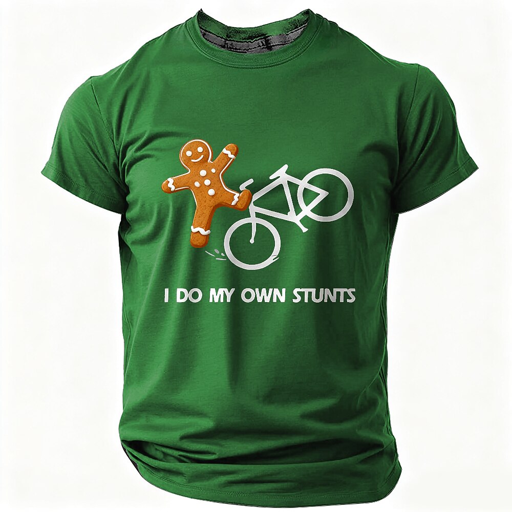 Gingerbread Biking Cookie Own Stunts Funny Christmas Graphic Tee