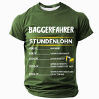 Excavator Operator Hourly Wage Funny Construction Work Graphic Tee