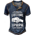Papa Is My Favorite Funny Grandpa Graphic Henley Shirt