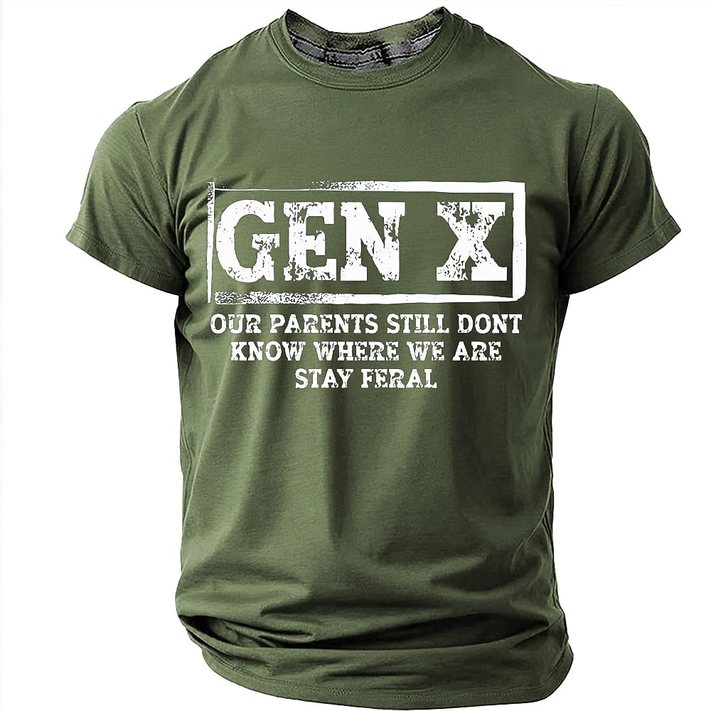 Vintage Stay Feral Gen X Humor Quote Tee