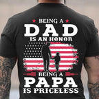Dad Honor Papa Priceless American Flag Family Graphic Tee