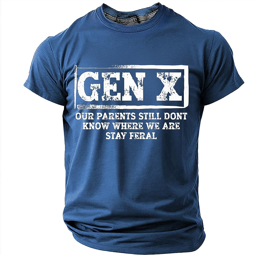 Vintage Stay Feral Gen X Humor Quote Tee