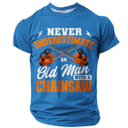 Old Man Saws Funny Chainsaw Handyman Tools Graphic Work Tee