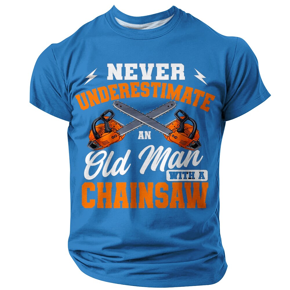 Old Man Saws Funny Chainsaw Handyman Tools Graphic Work Tee