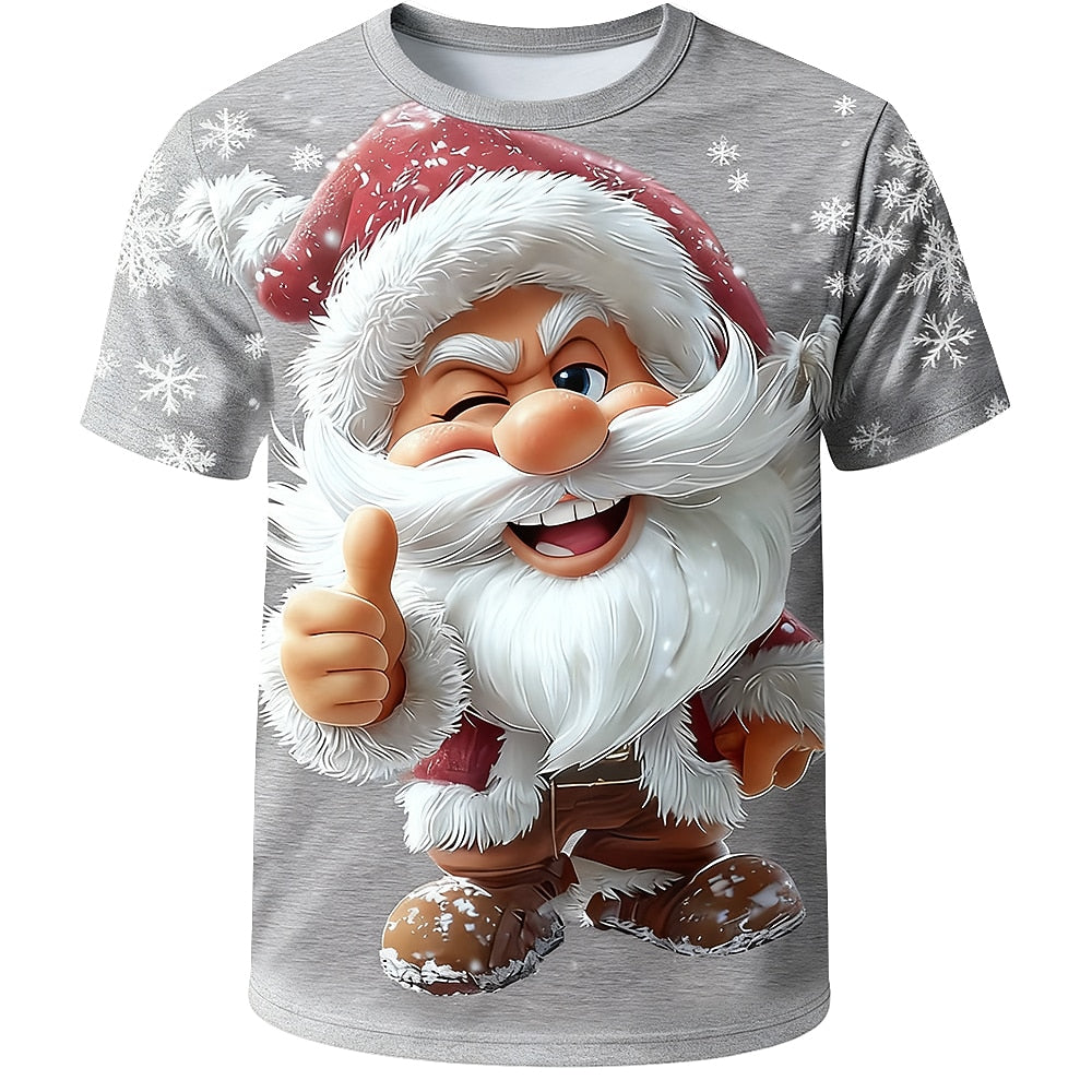 Santa Claus Christmas Artistic Vacation Graphic Short Sleeve Tee