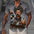 Coffee Cartoon Old Man Vintage Drinking Short Sleeve Shirt