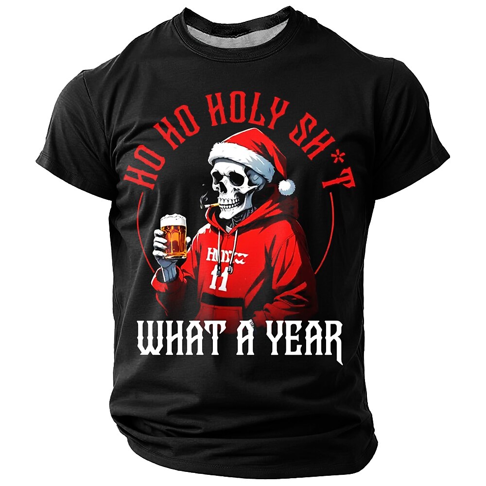 Christmas Santa Claus Beer Quote Casual Short Sleeve Tee