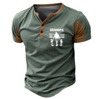 Grandpa Letters Classic Retro Graphic Short Sleeve Henley Shirt