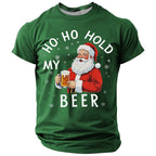 Santa Claus Christmas Beer Holiday Quote Short Sleeve Tee