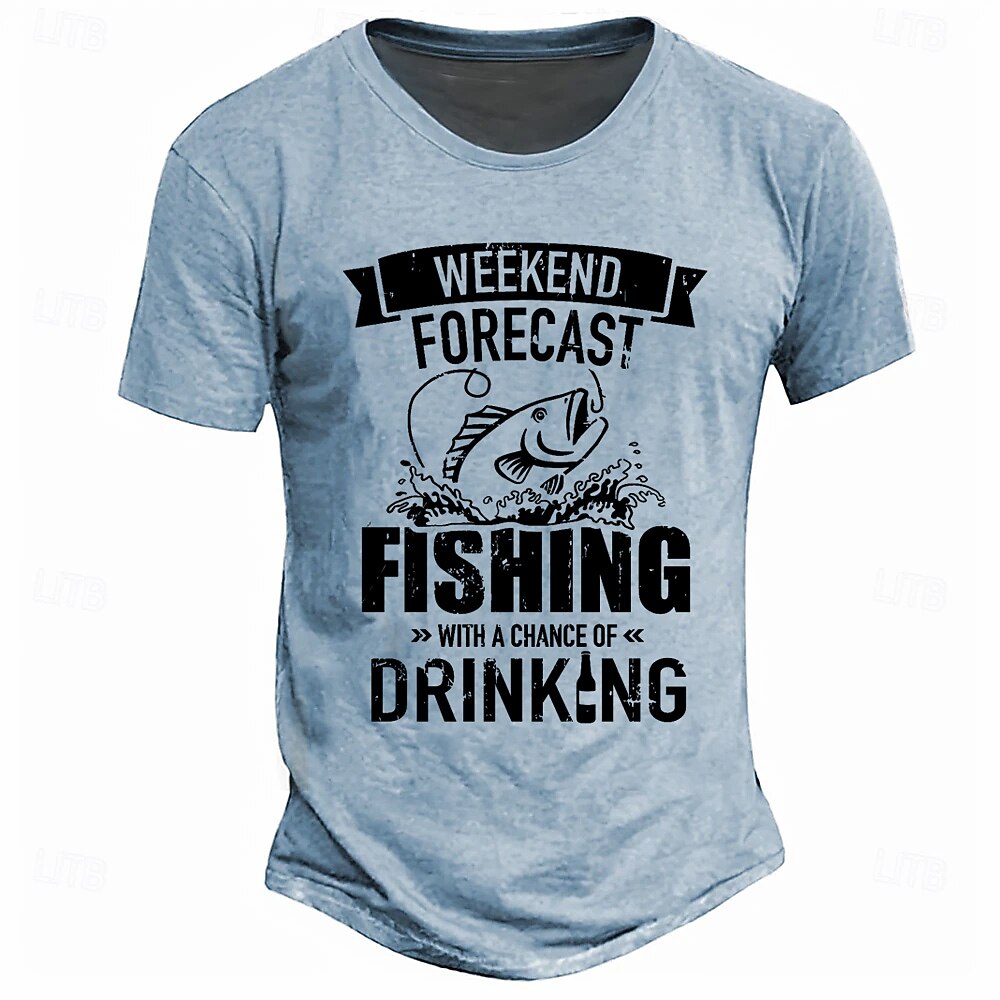 Weekend Forecast Fishing Drinking Funny Angler Short Sleeve Tee