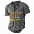 Classic Old Man Casual Henley Funny Graphic Print Tee