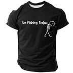 No Fishing Today Sad Stick Figure Graphic Humor Tee