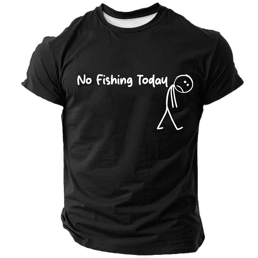 No Fishing Today Sad Stick Figure Graphic Humor Tee