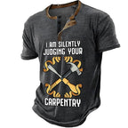Retro Fix Stuff Handyman Inspired Short Sleeve Henley Shirt