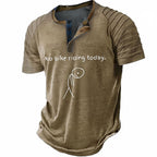 Funny Bicycle Rider Graphic Casual Short Sleeve Henley Shirt