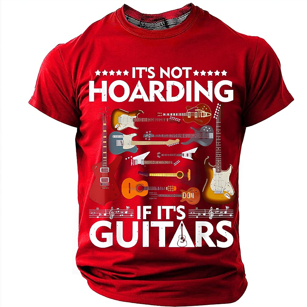 Guitar Hoarding Funny Collector Musician Humor Graphic Print Tee