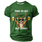 Time To Get Blitzened Reindeer Beer Christmas Graphic Tee