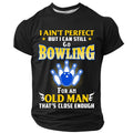 Funny Old Man Bowling Graphic Mens Graphic Tee