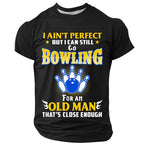 Funny Old Man Bowling Graphic Mens Graphic Tee