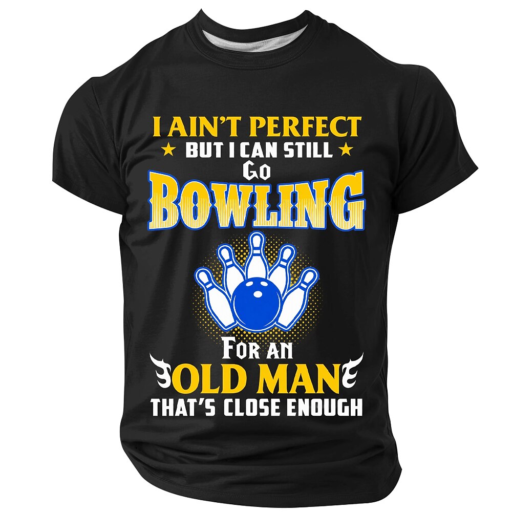 Funny Old Man Bowling Graphic Mens Graphic Tee