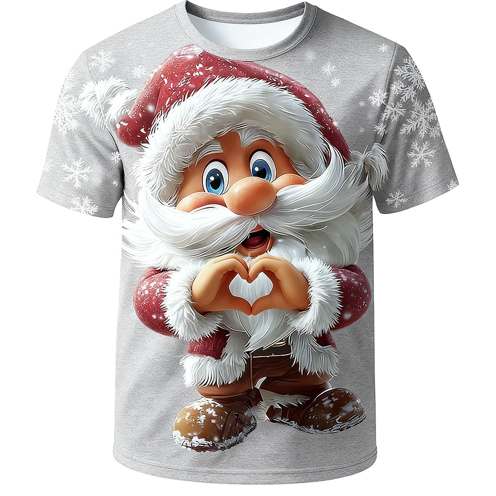 Santa Claus Christmas Artistic Vacation Graphic Short Sleeve Tee