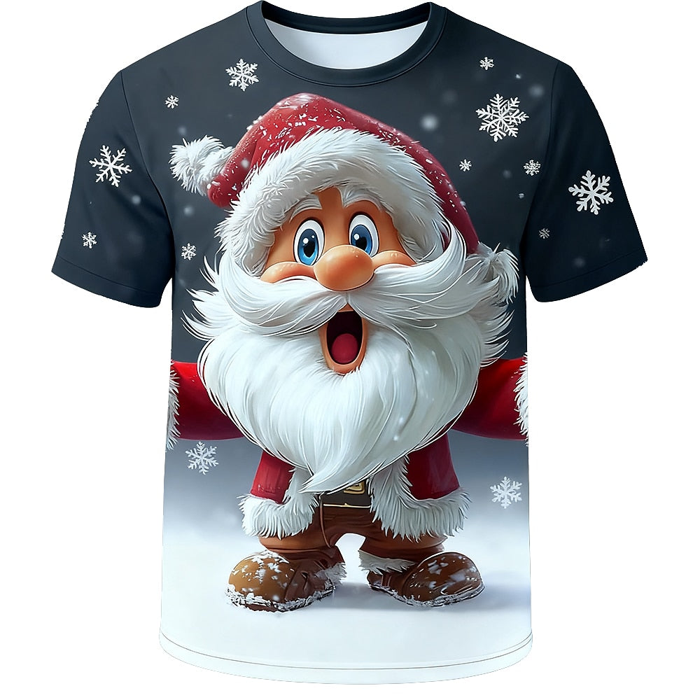 Santa Claus Christmas Artistic Vacation Graphic Short Sleeve Tee