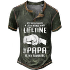 Papa Is My Favorite Funny Grandpa Graphic Henley Shirt
