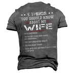 Five Things About My Wife Funny Husband Graphic Tee
