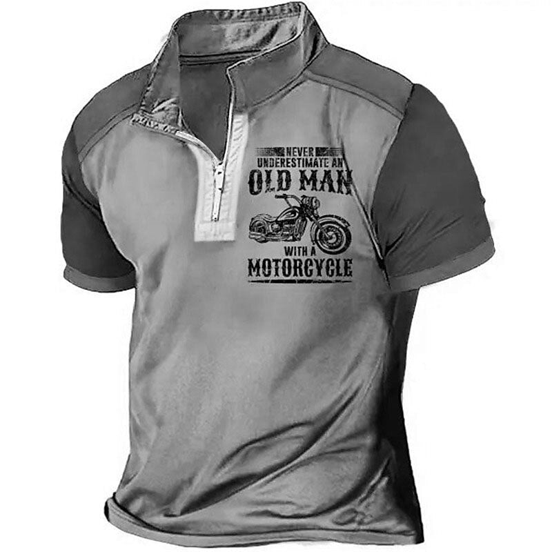Never Underestimate Old Man With Motorcycle Biker Graphic Tee