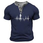 Funny Fishing Retro Angler Graphic Short Sleeve Henley Shirt