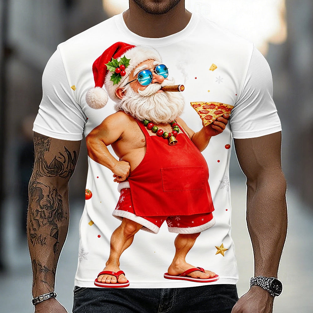 Santa Claus Christmas Designer Artistic Street Casual Graphic Tee