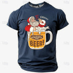 Santa Claus Oktoberfest Beer Retro Christmas Short Sleeve Tee