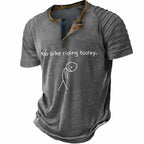 Funny Bicycle Rider Graphic Casual Short Sleeve Henley Shirt