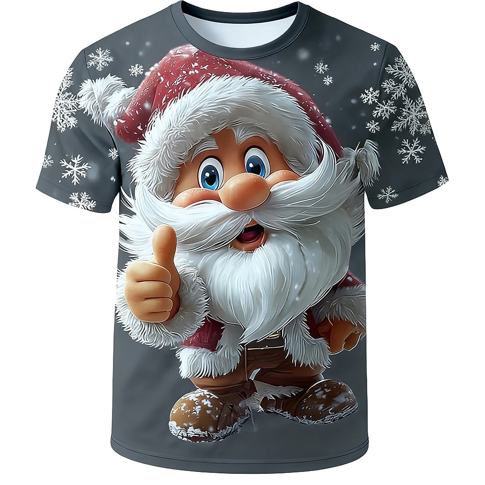 Santa Claus Christmas Artistic Vacation Graphic Short Sleeve Tee