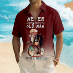 Funny Bicycle Old Man Riding Slang Short Sleeve Shirt