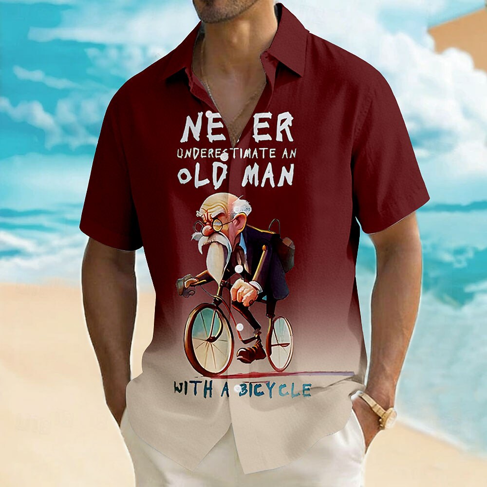 Funny Bicycle Old Man Riding Slang Short Sleeve Shirt