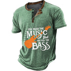 Retro Music Festival Guitar Player Graphic Short Sleeve Henley