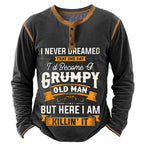 Classic Letter Graphic Casual Long Sleeve Old Man Henley