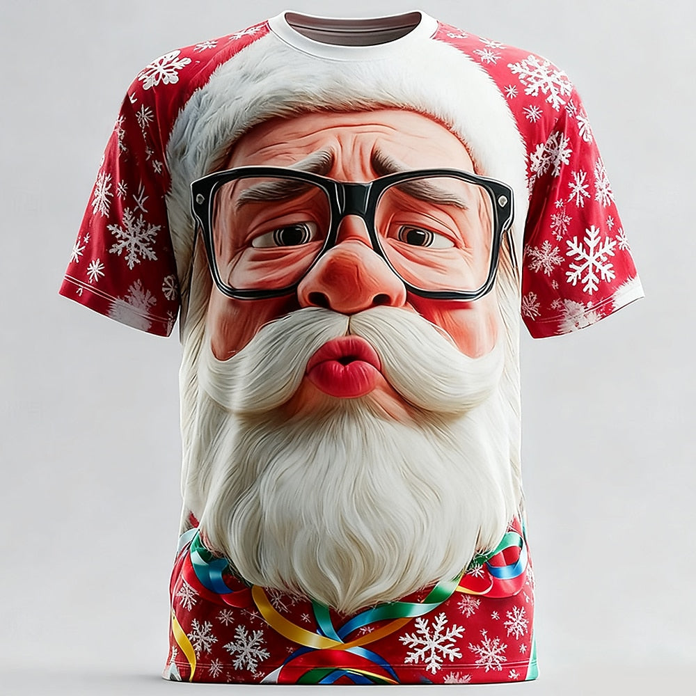 Cartoon Santa Claus Christmas Daily Designer Vacation Graphic Tee