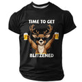 Time To Get Blitzened Reindeer Beer Christmas Graphic Tee