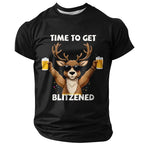 Time To Get Blitzened Reindeer Beer Christmas Graphic Tee