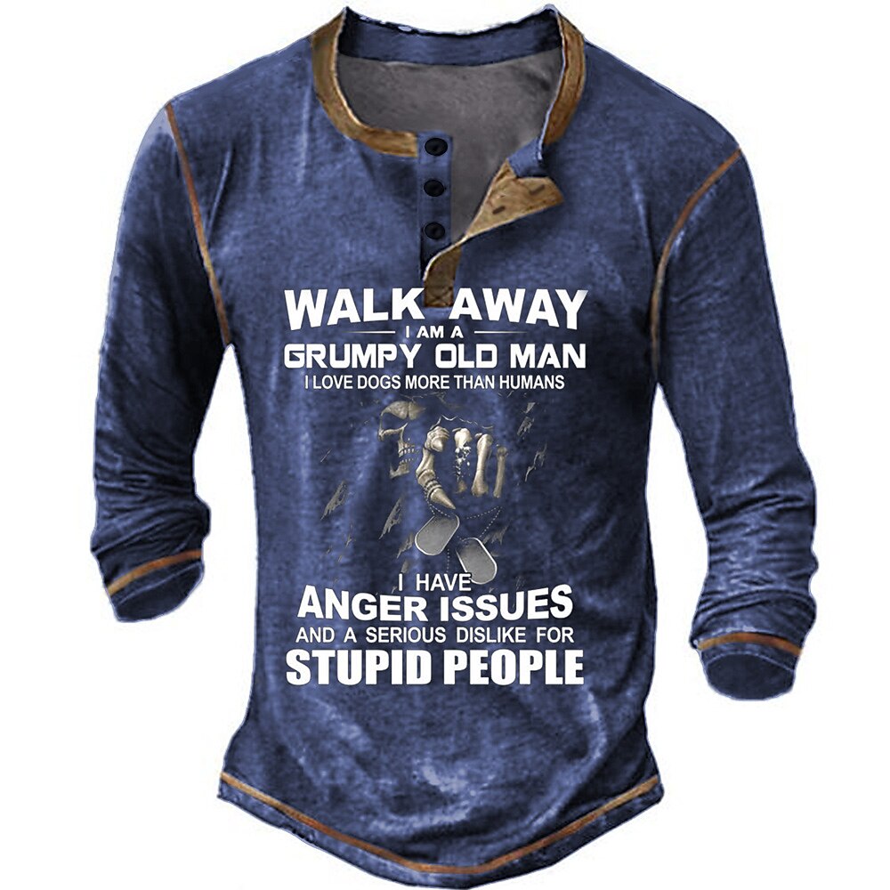 Grumpy Old Man Dog Lover Anger Issues Henley Shirt