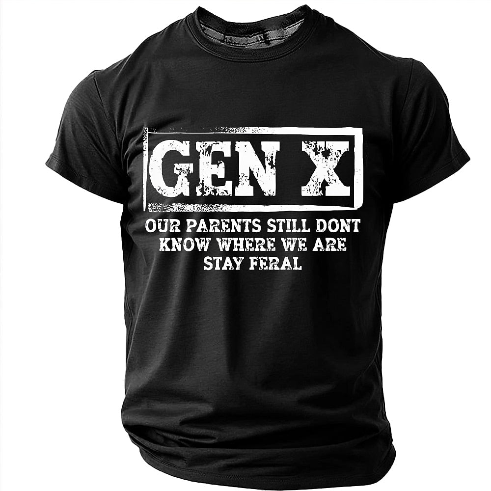 Vintage Stay Feral Gen X Humor Quote Tee