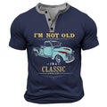 Classic Car Retro Vintage Graphic Short Sleeve Henley Shirt
