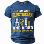 Nothing Shocks Electrician Dad Graphic Funny Tee