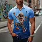 Classic Cartoon Old Man Vintage Vacation Short Sleeve Shirt