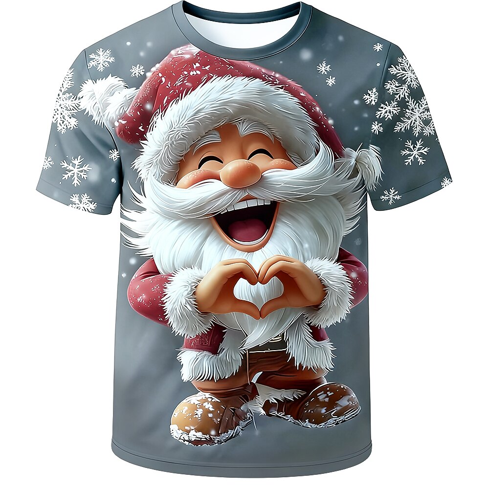 Santa Claus Christmas Artistic Vacation Graphic Short Sleeve Tee