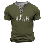 Funny Fishing Retro Angler Graphic Short Sleeve Henley Shirt