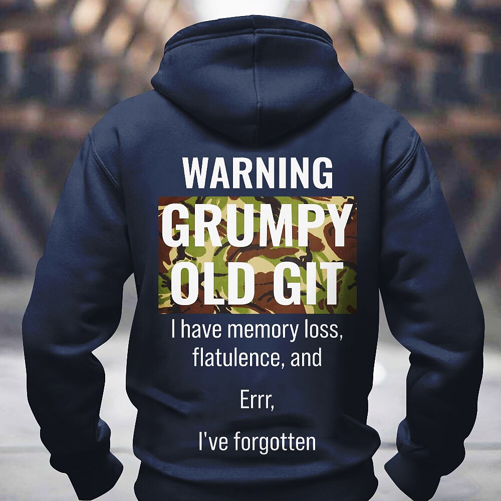 Warning Grumpy Old Git Memory Loss Funny Graphic Hoodie