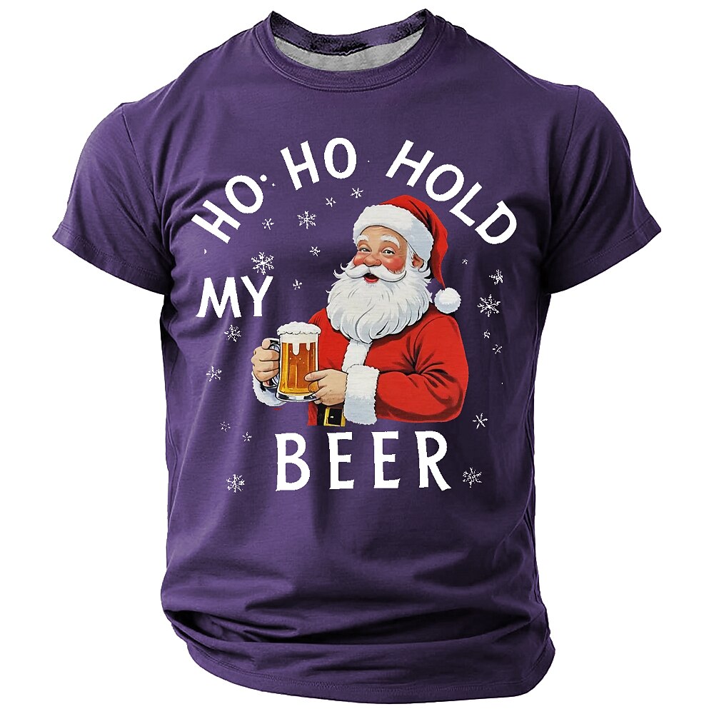 Santa Claus Christmas Beer Holiday Quote Short Sleeve Tee